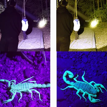 Galingas 111LED Žibintai 395nm UV Geltona LED Skorpionas lempos Kišeninis Prožektorius, 18650 Kempingas Žvejybos Galvos Žibintuvėlis Šviesos 4Modes