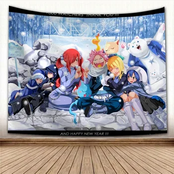 Gražus Fairy Tail Anime Gobelenas Spalvinga Psichodelinio Dekoratyvinė Danga Sienos Audinio Gyvenimo Kambario, Miegamasis Kilimams, Priedai