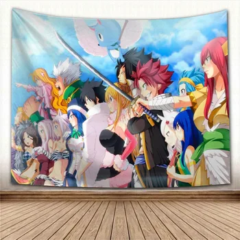Gražus Fairy Tail Anime Gobelenas Spalvinga Psichodelinio Dekoratyvinė Danga Sienos Audinio Gyvenimo Kambario, Miegamasis Kilimams, Priedai