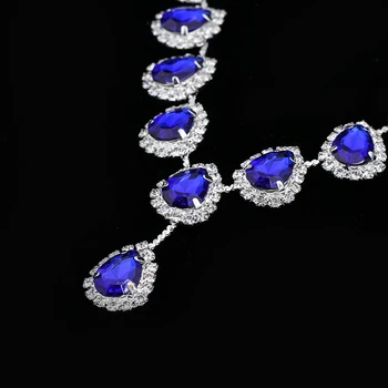 TREAZY Royal Blue Crystal Vestuvių Papuošalai Rinkiniai Moterims Teardrops Karoliai, Auskarai, Vestuviniai Papuošalai, Komplektai 2019 Suknelė Priedai