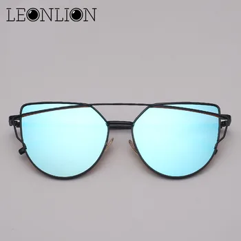 LeonLion 2021 Veidrodis, Cat eye Akiniai nuo saulės Moterims Derliaus Metalo Atspindintys Stiklai Moterims Prekės ženklo Dizaineris Gafas De Sol Mujer