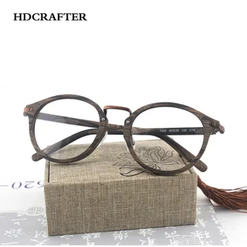 HDCRAFTER mediniai akiniai akinių rėmeliai vyrų vienodų apvalių akinių rėmas su skaidraus lęšio retro recepto akinius rėmo