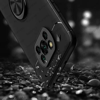 Auroras Už Xiaomi Poco X3 NFC Atveju Verslo Stiliaus su Laikikliu Žiedas Magnetizmo Galinio Dangtelio Pocophone X3 Atveju