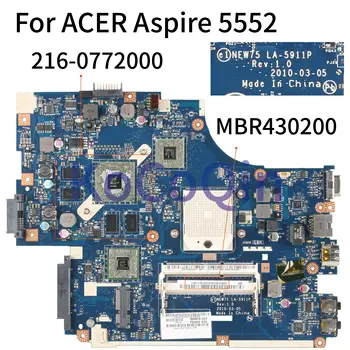KoCoQin Nešiojamojo kompiuterio plokštę ACER Aspire 5552 Mainboard MBR430200 NEW75 LA-5911P 216-0772000