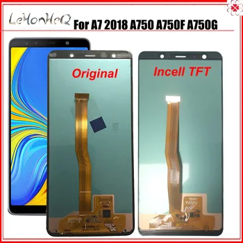Super AMOLED/OLED/TFT LCD Samsung Galaxy A7 2018 A750 SM-A750F A750F Ekranas Su Touch Screen Asamblėjos Pakeitimo Dalis