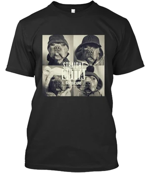 Vyrų marškinėliai Straight Outta Gelbėjimo Pitbull Marškinėliai(1) tshirts Moterys t-shirt