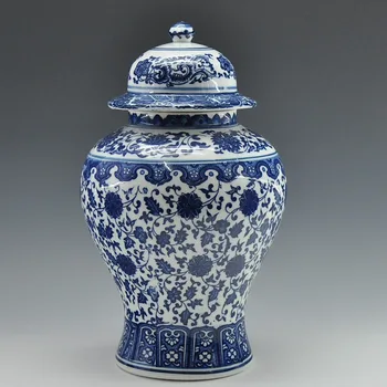 NEMOKAMAS PRISTATYMAS Kinijos Antikvariniai Čing Qianlong Ženklas Mėlynos Ir Baltos Keramikos, Porceliano Vaza Imbieras Jar