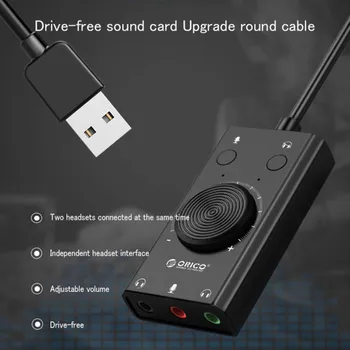 Nešiojamas USB Išorinių Garso Kortelių, 2 In 1 Ausinės, Mikrofonas Su 3 Uostų Reguliuojamas Išėjimo Tūrio 