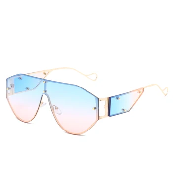 Mados Negabaritinių Aikštė Akiniai nuo saulės Naujas Moterų Gradientas Saulės akiniai Vyrų Atspalvių Prabangos Prekės ženklo Dizainas Metalo Tendencija Sunglass Akiniai