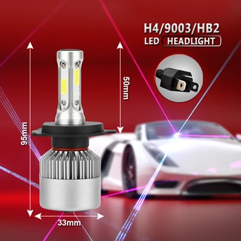S2 Automobilio Žibintų Lemputės LED H1 H3 H4, H7 H13 H11 9004 880 9007 Auto72W 8000LM 6500K už 9V į 36V 200M apšvietimo diapazonas