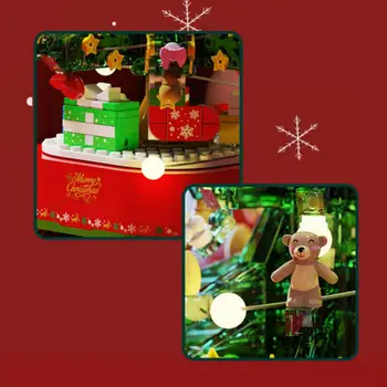 486pcs Bloacks 360 Laipsnių Besisukantis Muzikos Montessori Surinkti Kalėdų Medžio Šviesos Music Box Kalėdinė Dekoracija Dovanos