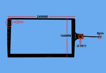 249*144 MM 10.1 colių Capacitive touch ekrano IC:GT911 6pin automobilių android naršymo jutiklinis skydelis