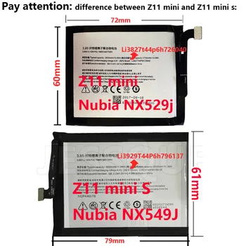 Aukštos Kokybės 3000mAh Val. 79mm*61mm*3.7 mm Baterija ZTE Nubija Z11 Mini mini s NX549J Bateria Batterie Batterij AKKU AKU