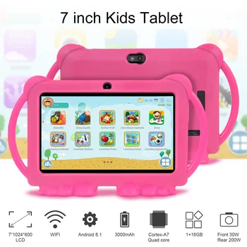 XGODY Vaikų Mokymąsi, Švietimo Tablet Dovana Vaikams Tabletę 7inch HD su Silikono Atveju USB imti Quad Core 1GB 16GB