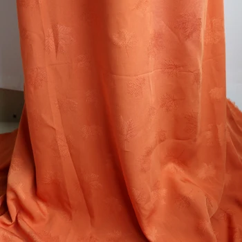 100cm*140cm Minkšta suknelė marškinėliai sleepwear audinys, medvilnės viskozės tissu žakardo lapų, oranžinis