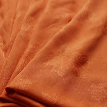 100cm*140cm Minkšta suknelė marškinėliai sleepwear audinys, medvilnės viskozės tissu žakardo lapų, oranžinis