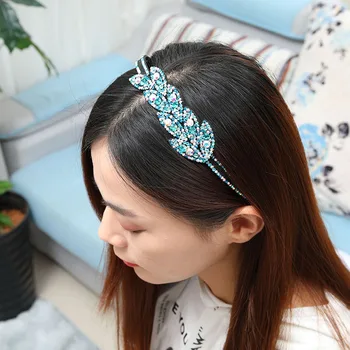 Korėjos Mados Unikalių Plaukų Juosta Blizga Aišku, Visą Kristalų lapai Hairband kalnų krištolas Kaspinai Moterys Šalis Priedai