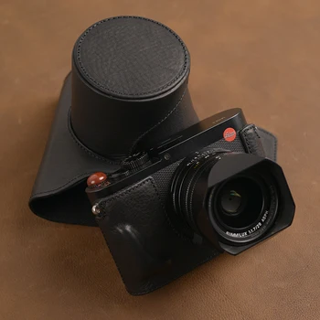 AYdgcam Prekės Rankų darbo natūralios Odos Fotoaparato krepšys Krepšys Pilnas Odos Leica Q typ 116 Leica Q2 Atidarykite Baterijos Dizainas