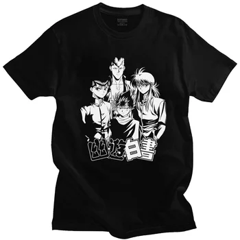 Vyrai Manga Yu Yu Hakusho Marškinėliai trumpomis Rankovėmis Medvilnės Yusuke Urameshi T-shirt Anime Marškinėlius Kazuma Kuwabara Tee Kurama Hiei Viršūnės