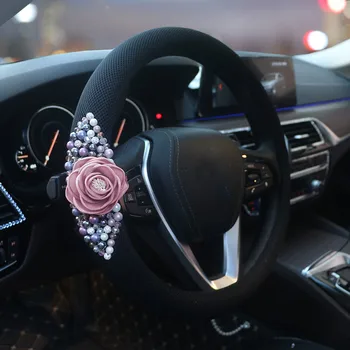 Automobilio vairas apima Vasaros tulip gėlių kvėpuojantis ledo šilko auto vairai atveju lady merginos, moterys priedai
