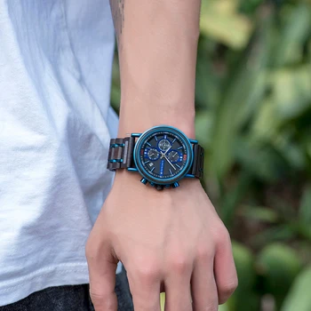 BOBO PAUKŠČIŲ Medienos Laikrodžiai Vyrams Kvarco Vyrų Kalendorius Chronometras Pritaikyti logotipas, Pavadinimas Laikrodis Laikrodžiai Rodo Data zegarek meski