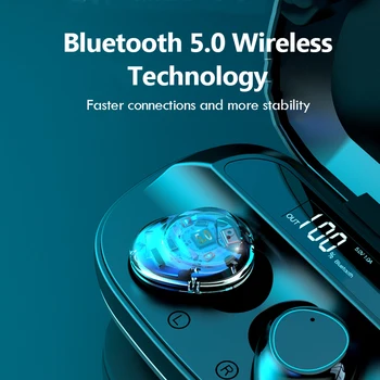 TWS Belaidžio Bluetooth5.0 Ausines, Mini Vandeniui Prakaito Įrodymas, laisvų Rankų įranga Skaitmeninis Ekranas Ausinės su 2000mAh Baterija Dėžutę