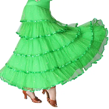 Moterų Sijonai vientisos spalvos Polka Dot Klostuotas Sijonas Sportinių Šokių Ilgai Swing Suknelė Kulkšnies Ilgis Šokių Sijonas