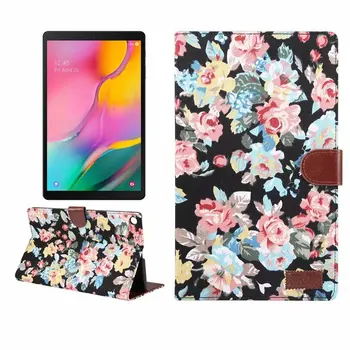 Medvilniniai Dizainas Smart Gėlių Audinys Tablet Case for Samsung Galaxy Tab 10.1 Colių SM-T510 SM-T515 2019 Stovėti Padengti Funda+rašiklis