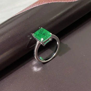 OEVAS 925 Sterlingas Sidabro Vestuvių Smaragdas Žiedas Putojantis didelių Anglies, Deimantų Vestuvių Dalyvavimo Šalies Smulkių Papuošalų Didmeninė