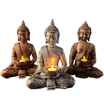 Buda Su Tealight Turėtojas Dekoratyvinis Dervos Žvakidė Arbatos Šviesos Turėtojo Statula Namų Dekoro Buda Žvakidė