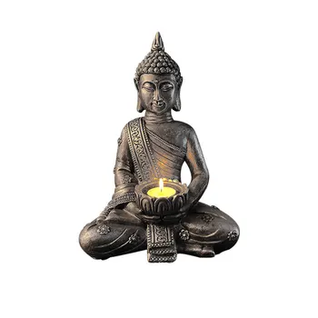 Buda Su Tealight Turėtojas Dekoratyvinis Dervos Žvakidė Arbatos Šviesos Turėtojo Statula Namų Dekoro Buda Žvakidė