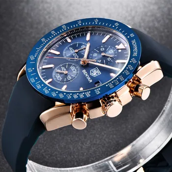 2020 Žiūrėti Vyrų Prabangos Prekės BENYAR Mens Mėlyna Laikrodžiai Silikono Juosta Rankiniai vyriški Chronograph Watch Vyrų Relogio Masculino