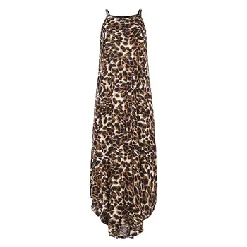 ZANZEA Moterų Suknelė 2021 M. Vasarą Sexy Diržas Rankovių Leopardas Spausdinti Sundress Moterų Atsitiktinis Palaidų Šalies Vestido Plius Dydis Suknelės