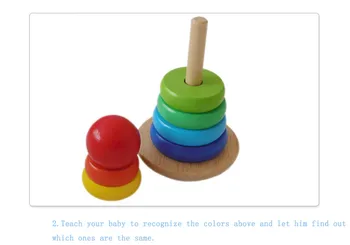 Montessori žaislai švietimo mediniai žaislai, Kūdikių montessori medžiagų ikimokyklinio Krūvas Sukrauti Vaivorykštės Bokštas Žiedas Žaislas L918