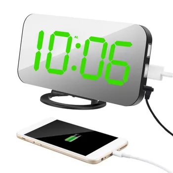 USB Skaitmeninis Laikrodis-Žadintuvas Studentų Laikrodis, Veidrodis HD LED Ekranas Atidėti Elektroninių Vaikai Laikrodis Šviesos Jutiklis, Office Stalo Laikrodis