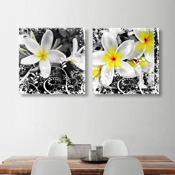 2 skydelis Juoda ir balta geltona kiaušinių gėlės Namų Puošybai Mergina šalis dovana drobės tapybos sienos Modulinės nuotraukas kambarį