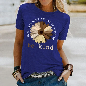 Mielas Daisy Spausdinti Trumpas Rankovės Viršuje Moterys T-shirt Laišką Viršūnes Tee 2021 M. Vasaros Moterų Atsitiktinis tshirts harajuku mujer camisetas
