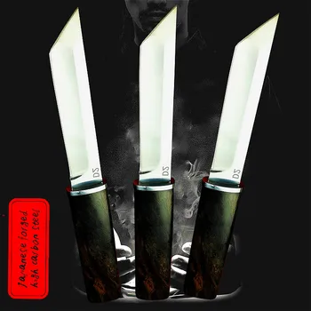 Japonų samurajus ebony taktinis tiesus peilis aukštos kokybės D2 plieno aštrių medžioklės peilis lauko priemonė, peilis peilis dovanų