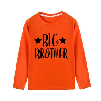 Didysis Brolis Vaikai ilgomis Rankovėmis Tshirts Berniukai Kietas Laiškas Spausdinti Rudenį T-shirt Broliai Šeimos Look marškinėliai, vaikiški Drabužiai