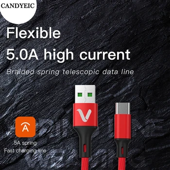 CANDYEIC Micro USB Pavasario Kabelis OnePlus 8T Huawei 30 P40 Greito Įkrovimo Laidą, Skirtą 