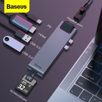 Baseus USB Tipo C HUB C Iki HDMI, RJ45, Ethernet Multi USB 3.0 
