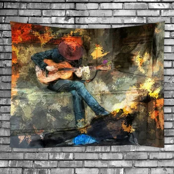 Muzika, Gitara, Gobelenas Mandala Sienos Kabo Royal Blue 3D Hipių Sienos Gobelenas Namų Dekoro