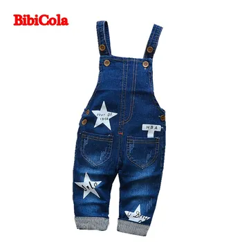 BibiCola pavasario kombinezonai su antkrūtiniais vientisos spalvos džinsų prekės ženklą kelnės berniukams kelnės vaikams, džinsai rudenį kūdikių vaikai džinsinio petnešos mergaičių drabužiai