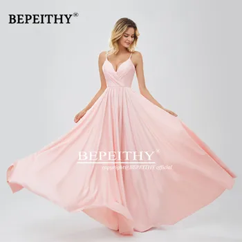 BEPEITHY Rožinė Ilgas vakarines Sukneles Moterims 2020 Paprastas, Bet Elegantiškas Oficialų Suknelė Suknelė Užsakymą Plius Dydis Prom Naujas