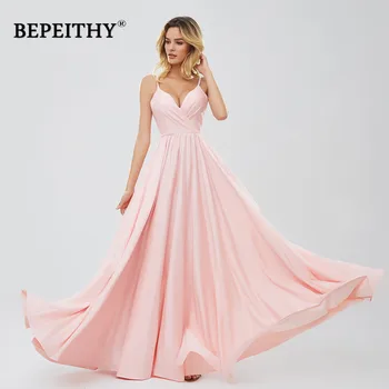 BEPEITHY Rožinė Ilgas vakarines Sukneles Moterims 2020 Paprastas, Bet Elegantiškas Oficialų Suknelė Suknelė Užsakymą Plius Dydis Prom Naujas