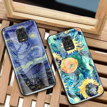 Paveikslų Žvaigždėtą Naktį Van Gogh Stiklo Telefoną Atveju Xiaomi Redmi 9 Pastaba Pro 9S 9A 9C 9i 8T 8 8A 7 K30 K20 Padengti Coque Shell Krepšys
