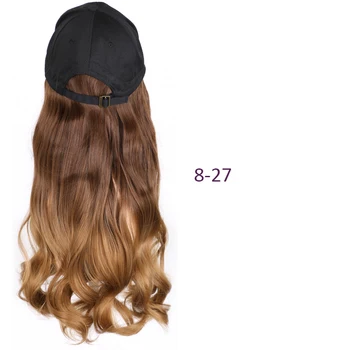 1pcs 7colors Adjustablewomen Skrybėlės Ilgi Tiesūs Plaukai Priauginimui Su Juodu Dangteliu Perukas All-in-one Moteris Beisbolo kepuraitę Manekenas Perukas