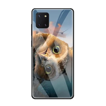 Gyvūnų Pelėda ant medžio Grūdintas Stiklas Telefono dėklas, skirtas Samsung Note 10 Lite S20 Plus Ultra A51 A71 81