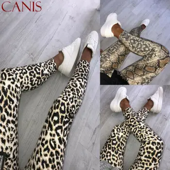 Meihuida 2019 Moterų Aukšto Juosmens Antblauzdžiai Leopardas Spausdinti Gyvatės Odos Raštas Liesas Pieštuku Leggins Slim Ponios Stretch Kelnės