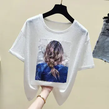BOBOKATEER Harajuku Balti marškinėliai Moterims Drabužių Atsitiktinis Moterų marškinėliai Vasaros Viršūnes Vintage Marškinėliai, Femme Trumpas Rankovės Naujas 2019